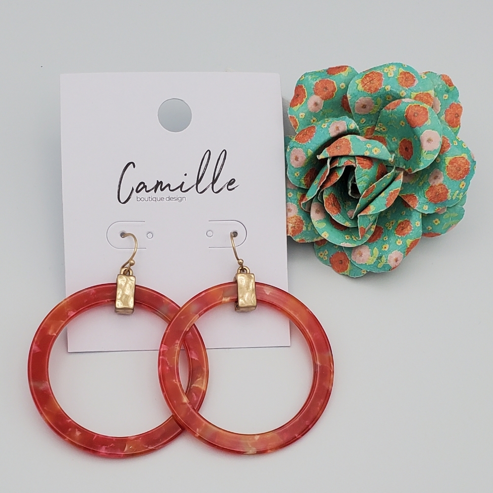 Red/Pink acetate hoops